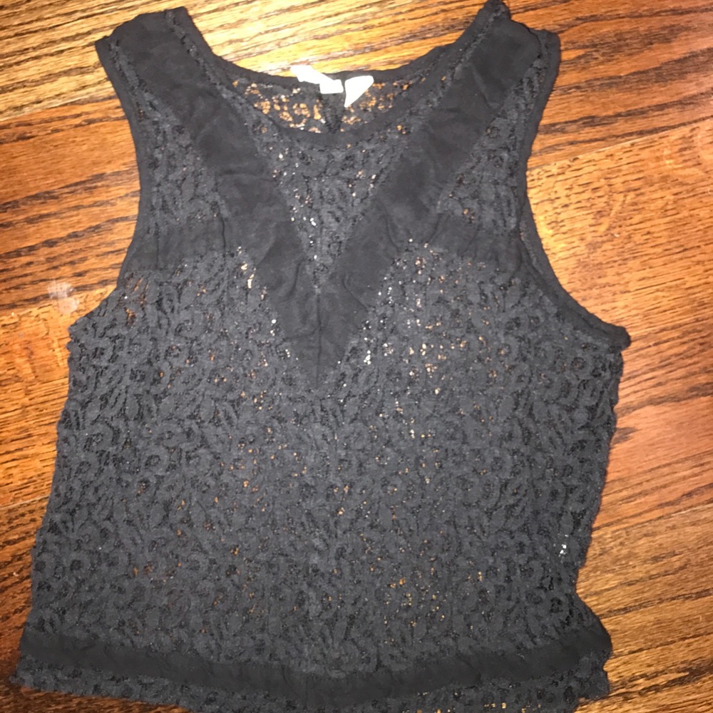Black lace crop top